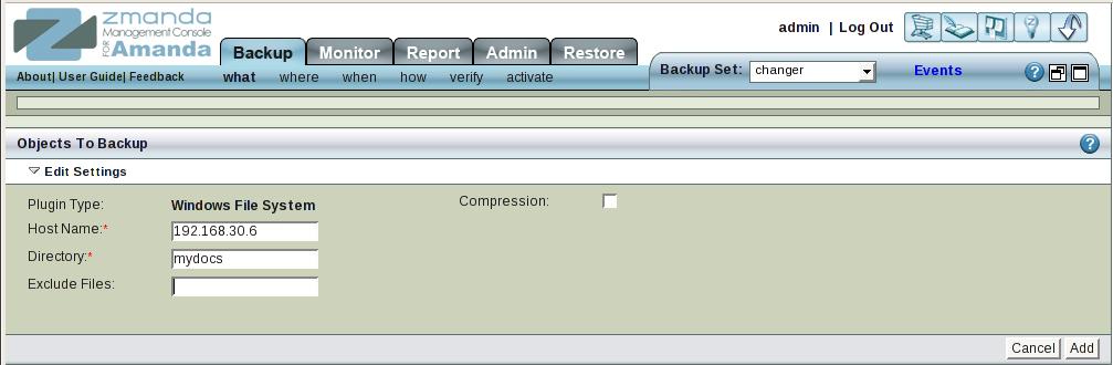 Fig. 5  Windows client template being added to backup set