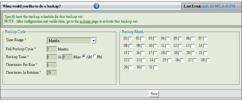 Fig 3.  Backup When Month choice