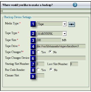Fig 5. Backup Device settings - Tape