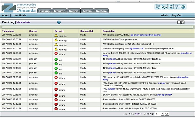 Event Log Viewer page