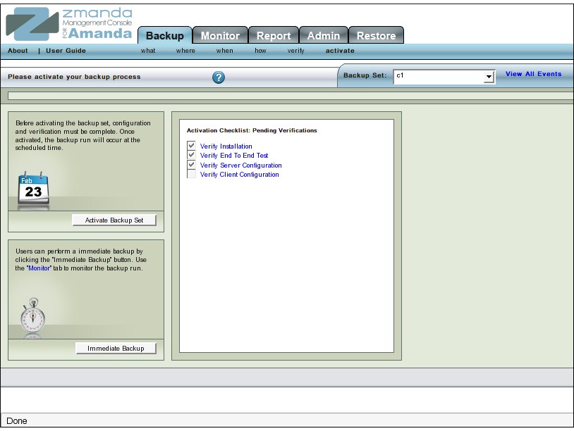 Overview Activate Backup